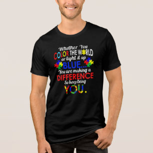 Kleur de World Blue Autism Awareness Inspiration Tri-Blend Shirt