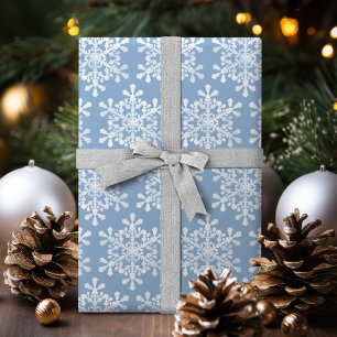 Kleur Editable Blue en White Snowflakes Kerstmis Cadeaupapier
