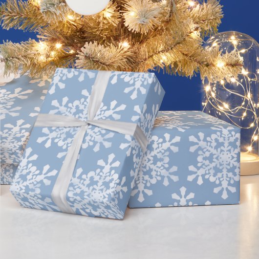 Kleur Editable Blue en White Snowflakes Kerstmis Cadeaupapier (Feestdagen)
