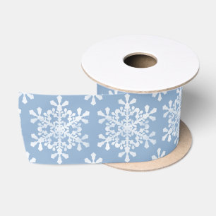 Kleur Editable Blue en White Snowflakes Kerstmis Lint