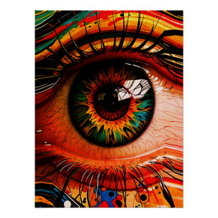 Kleur Explosie Oog – Trillend Abstract Realisme Perfect Poster