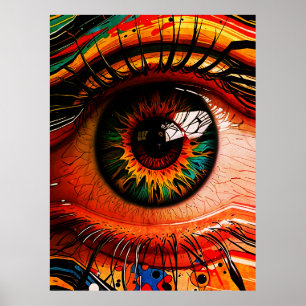 Kleur Explosie Oog – Trillend Abstract Realisme Poster