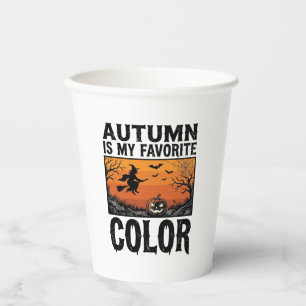 Kleur Favoriete Herfst Halloween Pompoen Vector De Papieren Bekers