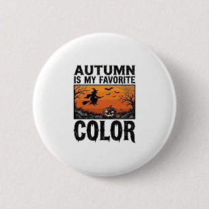 Kleur Favoriete Herfst Halloween Pompoen Vector De Ronde Button 5,7 Cm