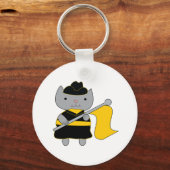 Kleur Garde Kawaii Kat Zwart Geel Sleutelhanger (Voorkant)
