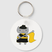Kleur Garde Kawaii Kat Zwart Geel Sleutelhanger (Achterkant)