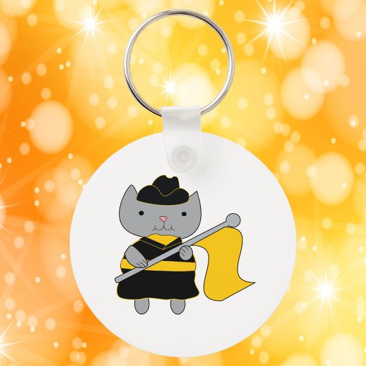 Kleur Garde Kawaii Kat Zwart Geel Sleutelhanger
