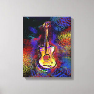 Kleur Gitaar Art schilderij Decor Canvas Afdruk