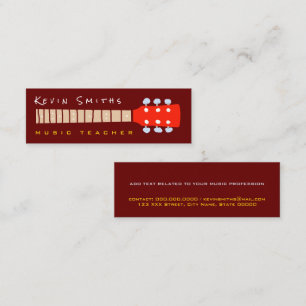 Kleur Gitaar Nek donkerrood Muziek Docent Mini Visitekaartje