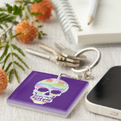 Kleur Glitch Skull Sleutelhanger (Voorkant Rechts)