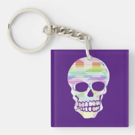 Kleur Glitch Skull Sleutelhanger