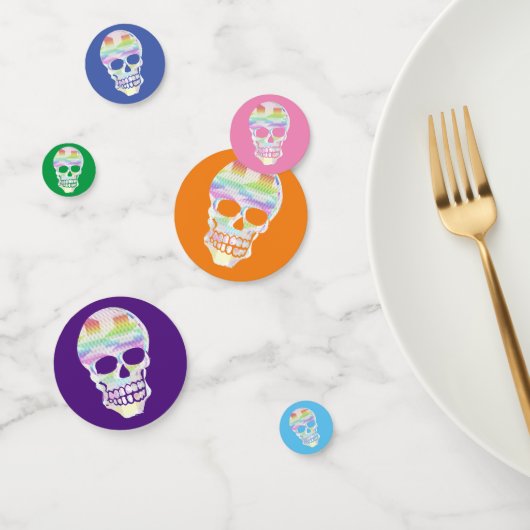 Kleur Glitch Skull Table Confetti (Groep)