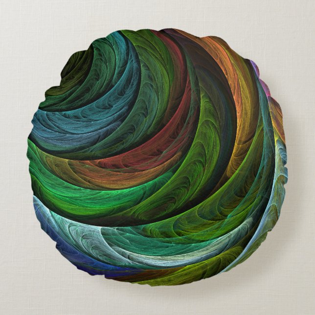 Kleur Glorie Modern Abstract Kunstpatroon Elegant Rond Kussen (Voorkant)