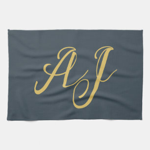 Kleur Goud Monogram Professionele Initiaal Theedoek