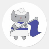 Kleur Guard Cat Blauw Wit Ronde Sticker (Voorkant)