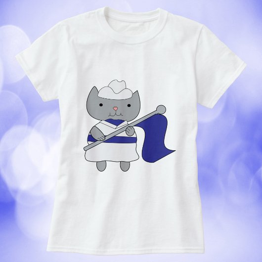 Kleur Guard Cat Blauw Wit T-shirt
