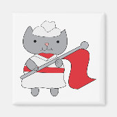 Kleur Guard Cat Rood Wit Magneet (Voorkant)