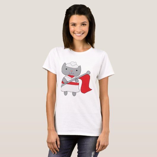 Kleur Guard Cat Rood Wit T-shirt (Voorkant volledig)