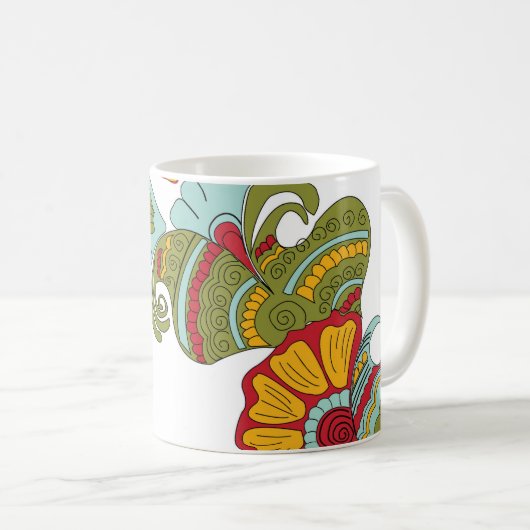 Kleur hand tekening ontwerp koffie mok (Voorkant rechts)