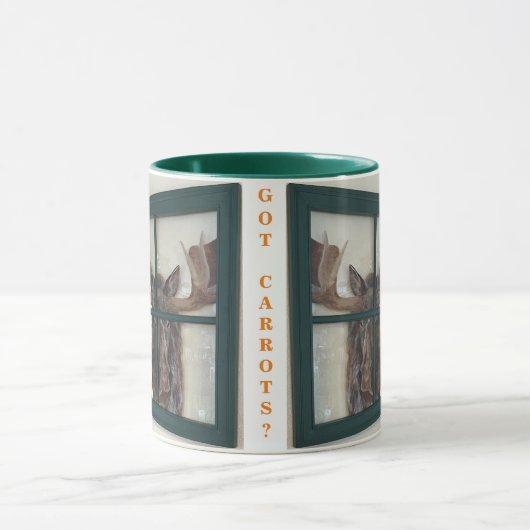 Kleur Handbeschilderd Moose Afbeelding in Venster  Mok (Midden)
