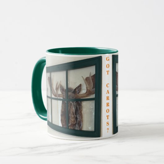 Kleur Handbeschilderd Moose Afbeelding in Venster  Mok (Voorkant links)