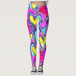 Kleur Hart Vormen in Art Mozaïek Leggings
