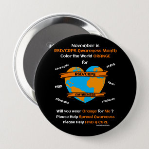 Kleur het Sinaasappel van de Wereld.. RSD/CRPS Ronde Button 4,0 Cm