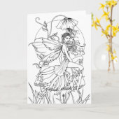 Kleur het uw eigen, bloeiende, zachte kunst kaart (Gele Bloem)