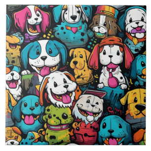 Kleur honden achtergrond tegeltje