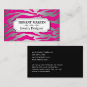 Kleur | Hot-roze zebraafdrukken Visitekaartje (Voorkant / Achterkant)