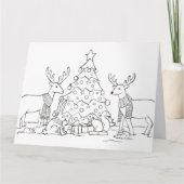 Kleur in dier kerstkaart kaart (Voorkant)