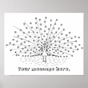 Kleur in een Peacock Tekening Kleurstoffen Posters