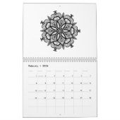 Kleur in zwart-wit kaleidoscoop mandala kalender (Feb 2026)
