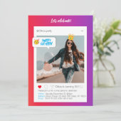 Kleur InstaParty Uitnodiging voor verjaardag (Staand voorkant)