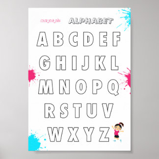 Kleur je eigen ABC voor kinderen Poster
