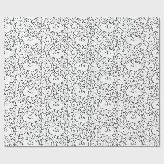 Kleur je eigen grillige hartenpatroon cadeaupapier (Vlak)