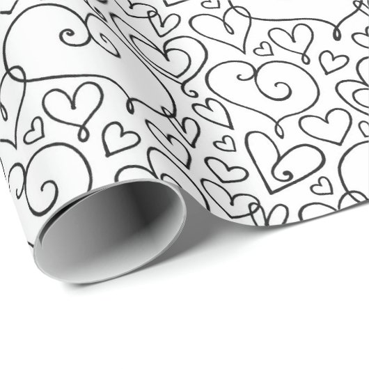 Kleur je eigen grillige hartenpatroon cadeaupapier (Rol Hoek)