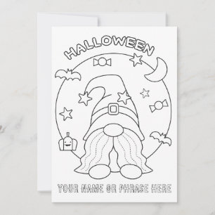 Kleur je eigen Halloween-kabouter met Maan Feestdagenkaart
