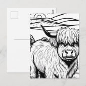 Kleur je eigen! Highland Koe Briefkaart (Voorkant / Achterkant)
