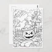Kleur je eigen Jack-o-Lantern Briefkaart (Voorkant / Achterkant)