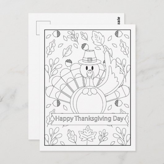 Kleur je eigen kalkoen briefkaart (Voorkant / Achterkant)