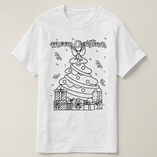 Kleur je eigen kerstboom kerstbaan t-shirt (Design voorkant)