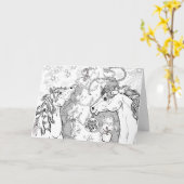 Kleur je eigen Kerstpony's in Kaart (Gele Bloem)