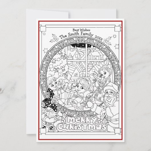 Kleur Je Eigen Persoonlijke Kerstfeest Feestdagenkaart (Voorkant)