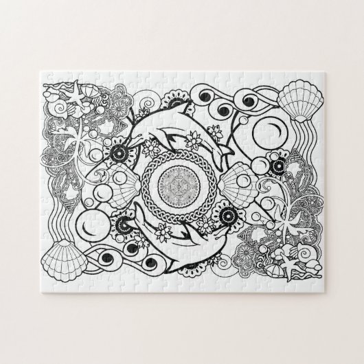 kleur je eigen puzzle mandala legpuzzel (Horizontaal)