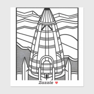 Kleur je eigen ruimteschip Zwart Wit ontwerp Sticker