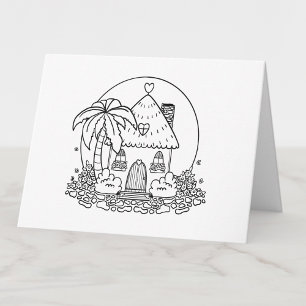 Kleur je eigen Schattigee Cottage Beach House Blan Bedankkaart