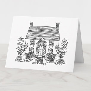Kleur je eigen Schattigee huis met konijnen leeg Bedankkaart