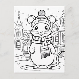 Kleur je eigen! Wintermuis Briefkaart
