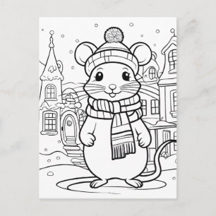 Kleur je eigen! Wintermuis Briefkaart